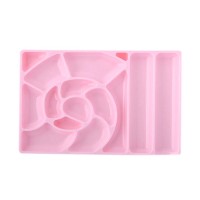 Палитра для смешивания красок с подставкой под кисти (розовая)